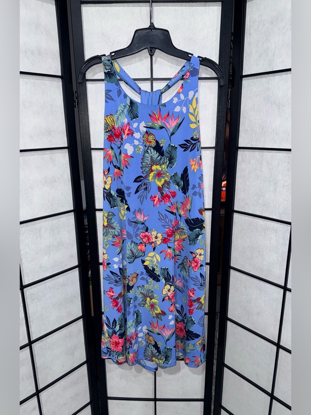 Philosophy Blue Tropical Floral Sleeveless A-Line Shift Dress Women’s Medium
